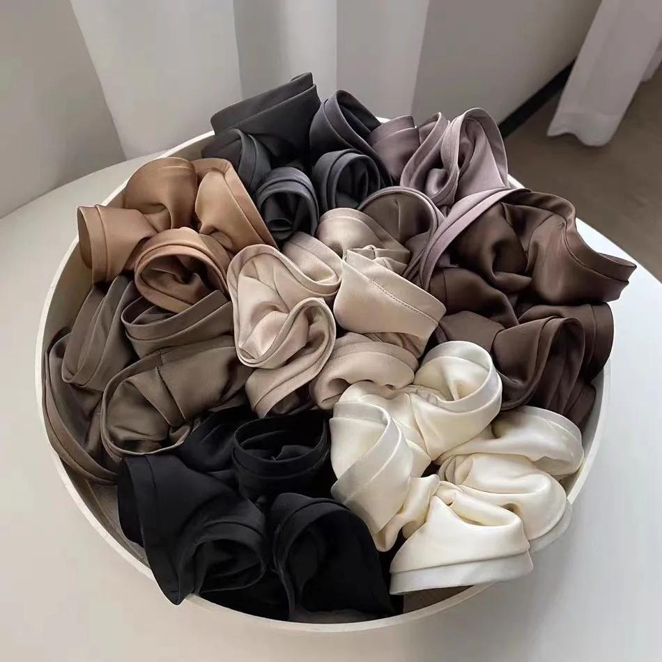 Top Trends: Large Satin Scrunchies Elastic Hair Ties Hair Bands Women Girls Ponytail Holder Solid Rubber Headbands Hair Accessories Fashion Shoppable Styles