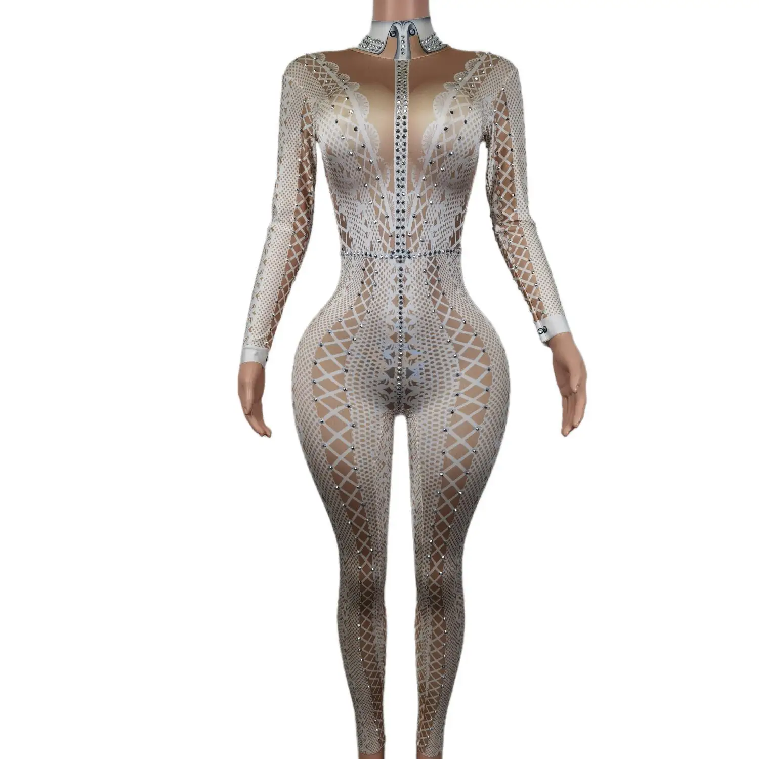 Top Trends: Sparkling Rhinestones Tights Jumpsuit Long Sleeve Personality Performance Costume Ladies Nightclub Dance Show Wear Lianti Shoppable Styles