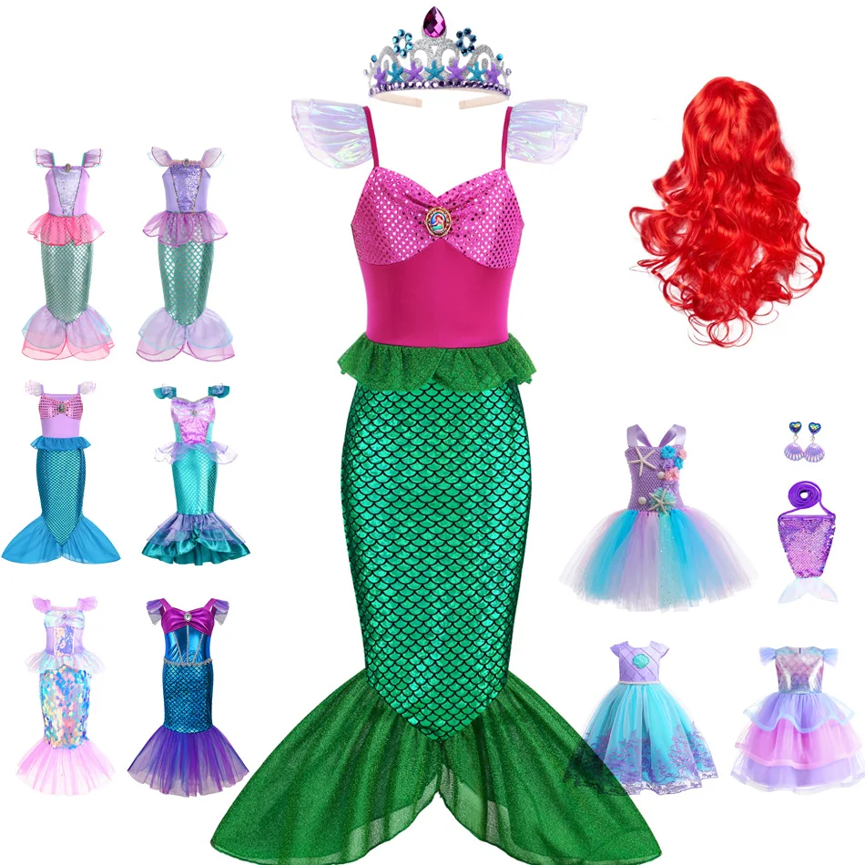 Top Trends: Mermaid Birthday Party Dress Girl Mermaid Costume Carnival Anime Cosplay Outfits Kids Fantasy Disguise Prom Gown 2-10 Yrs Shoppable Styles