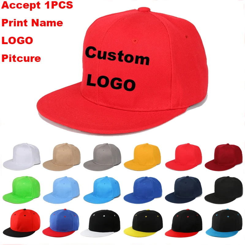 Top Trends: Custom Logo Print Snapback Cap Fashion Outdoor Sunshade Hat 27 Colors Breathable Logo Hip Hop Fitted Hats For Men Women Casquet Shoppable Styles