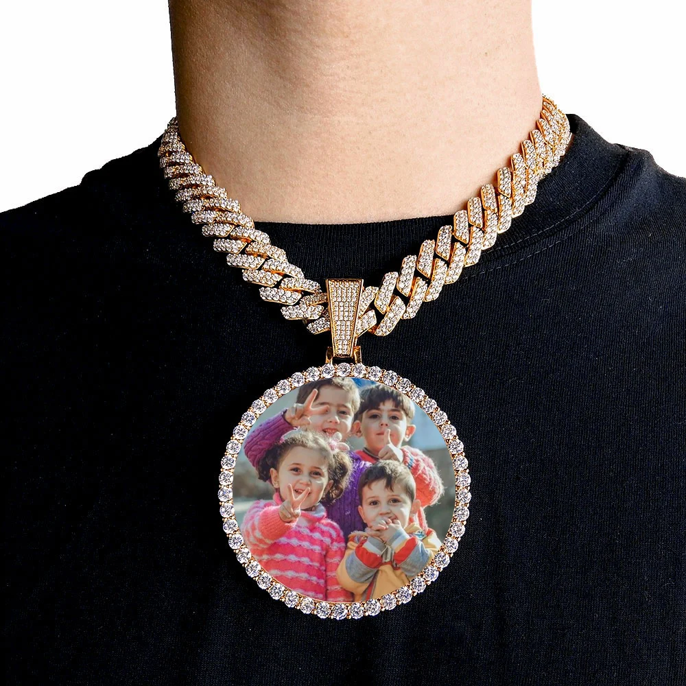 Top Trends: Custom Made Big Photo Medallions 18k Gold Necklace Pendant Iced Out Cuban Men Hip Hop Picture Jewelry Gift Can Free Custom Logo Shoppable Styles