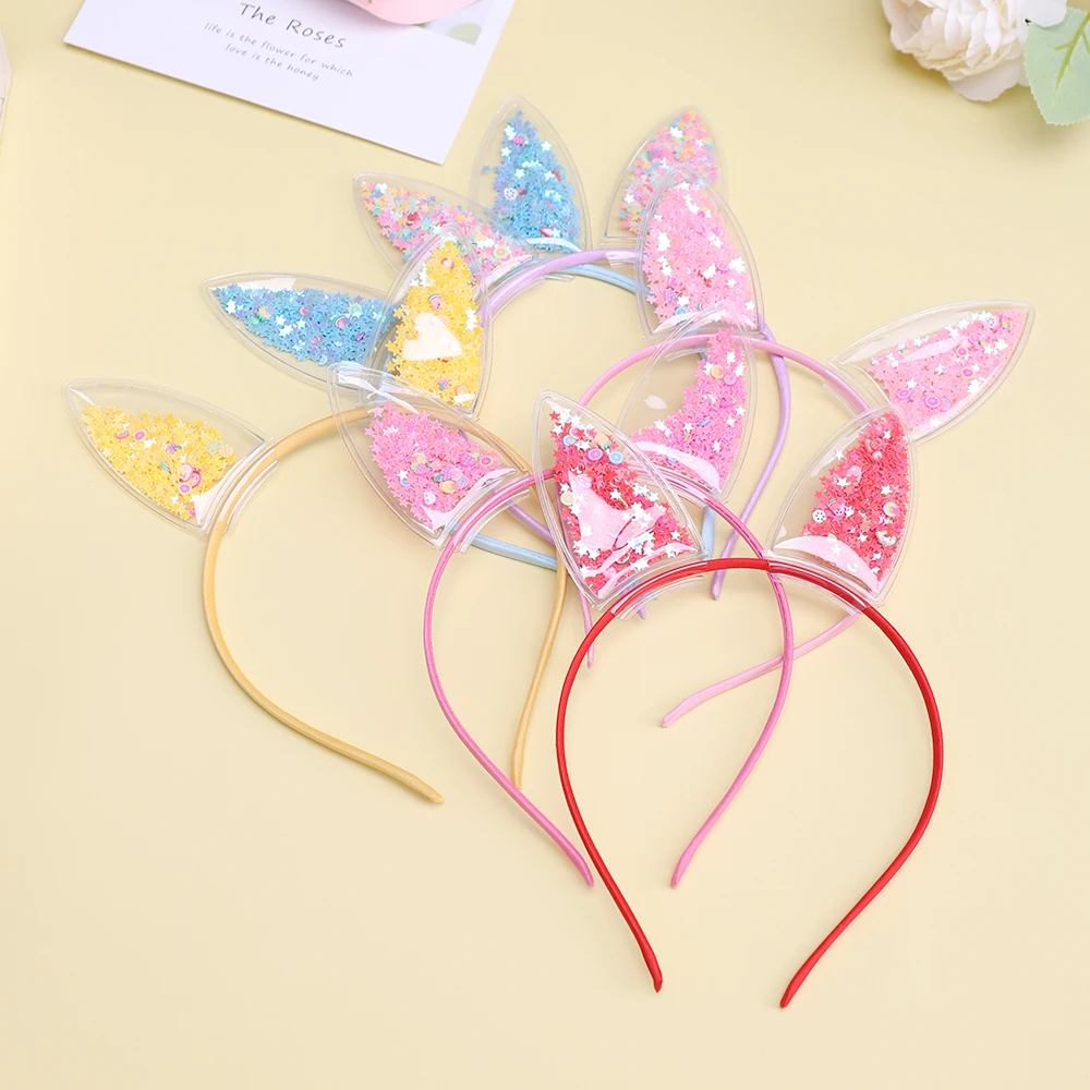 Top Trends: Rabbit Ears Hairband Girl Children Quicksand Crown Headband Cat Ears Party Hair Hoop Kids Hair Accessories Jewelry Headwear Shoppable Styles