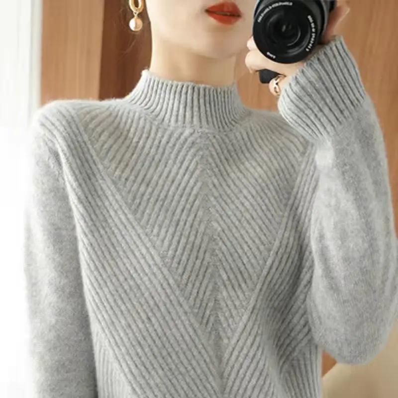 Top Trends: Fashion Solid Color Screw Thread Knitted Sweaters Women&#039;s Clothing 2022 Autumn New Loose Casual Pullovers All-match Tops Shoppable Styles