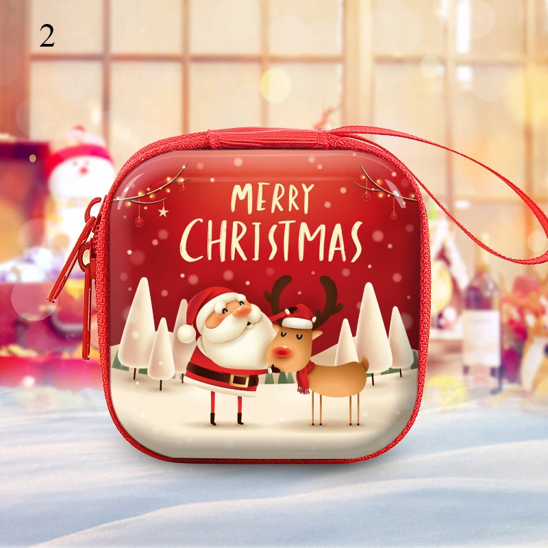 Top Trends: Tinplate Coin Purse Earphone Storage Bag Christmas Gifts Santa Claus Elk Pattern Coin Purse Key Coin Coin Bag Red Coin Purse Shoppable Styles - Image 6