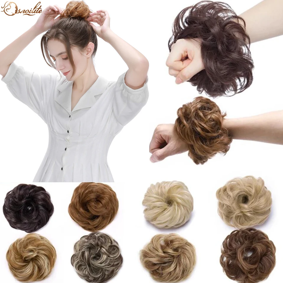 Top Trends: Snoilite Synthetic Women Scrunchies Hair Elastic Hair Bun Chignon Hairpieces Updo Hair Accessories Ponytail Extensions For Women Shoppable Styles