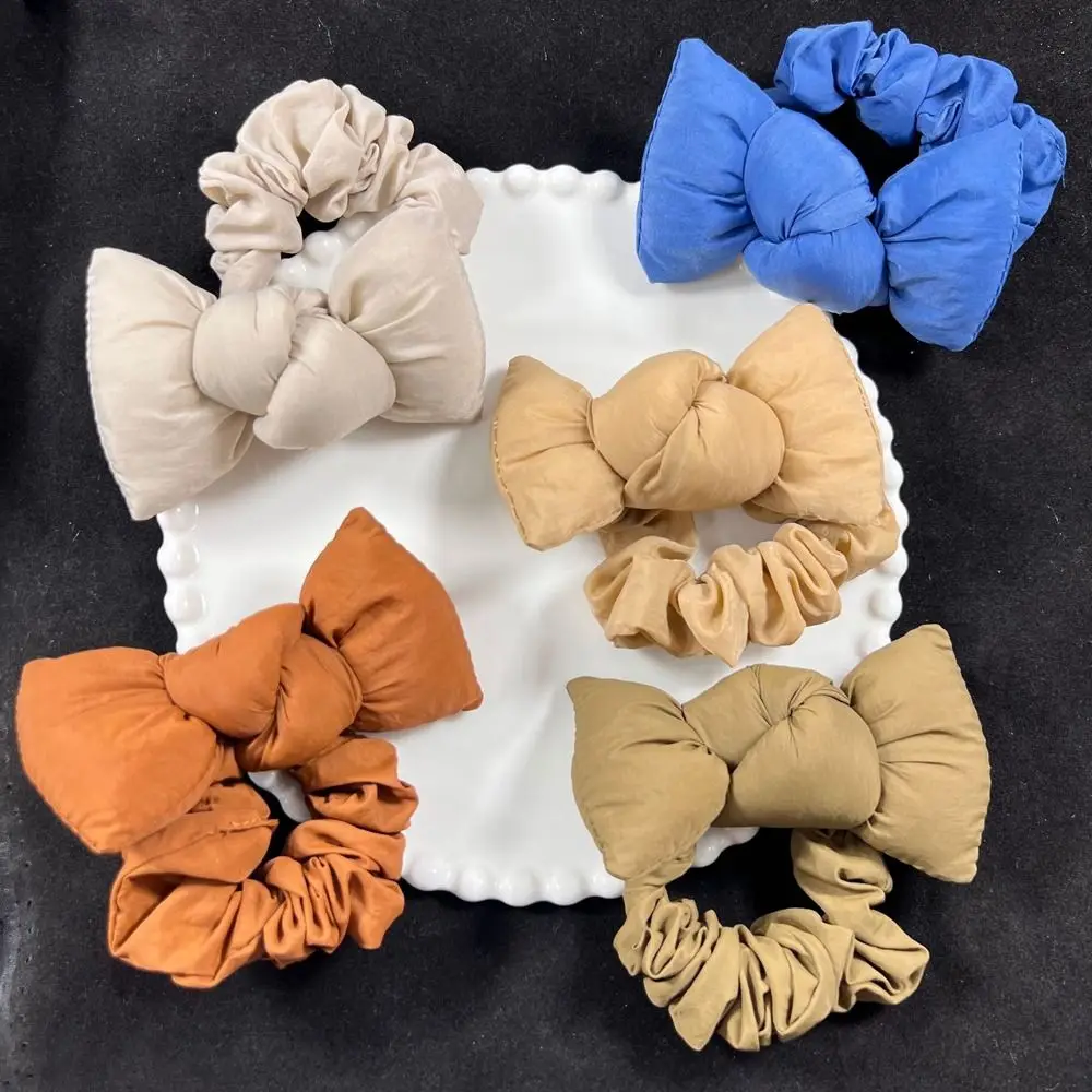 Top Trends: Girls Colorful Cute Cotton Bow Ponytail Hair Tie Elastic Hair Band Scrunchies Winter Fashion Women Hair Accessories Shoppable Styles - Image 3