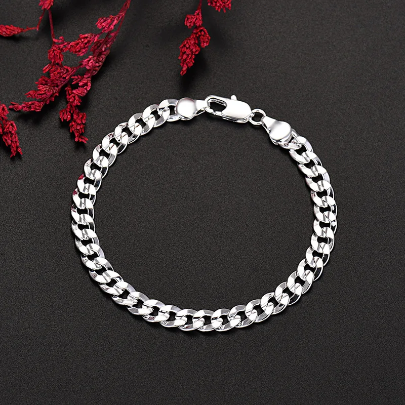 Top Trends: New Original 925 Sterling Silver Pretty 7MM Chain Bracelets For Man Women Luxury Fashion Designer Jewelry Wedding Party Gifts Shoppable Styles