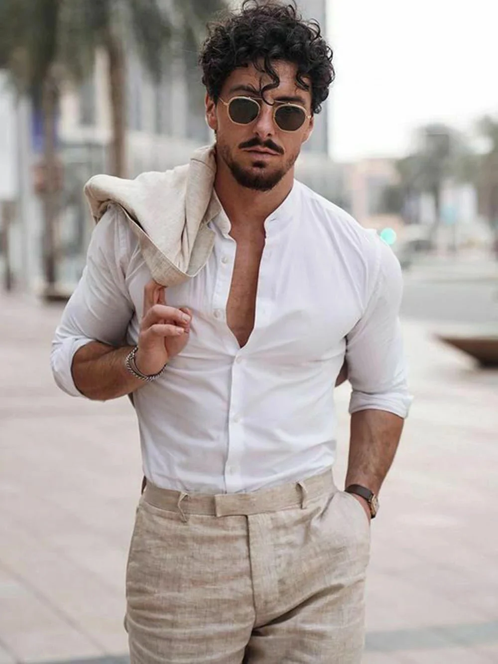 Top Trends: Summer Beach Business Linen Men Suits Tailor Made 2Pcs Jacket With Pants Formal Tuxedo Blazer Trousers Party Wear Man's Clothing Shoppable Styles - Image 2