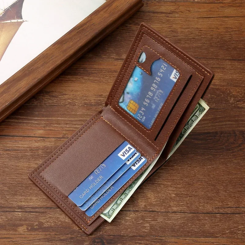 Top Trends: Men Inserts Foldable Wallets Picture Coin Slim Purses Business Money Credit ID Cards Holders Vintage Protection Wallet Men Shoppable Styles - Image 3