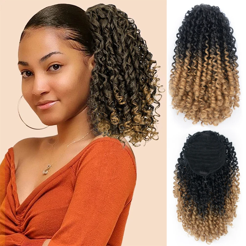 Top Trends: Curly Deep Wave Drawstring Ponytail Extension For Black Women 14Inch Synthetic Hair Feeling With Clip In Ponytail Hair Hairpiece Shoppable Styles