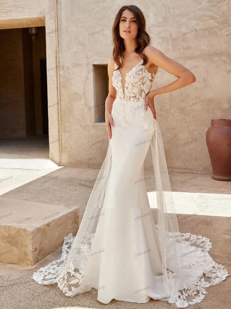 Top Trends: Elegant Wedding Dresses For Women 2024 Vintage Bridal Gowns Lace Appliques Sleeveless Satin Robes 2023 BacklessVestidos De Novia Shoppable Styles