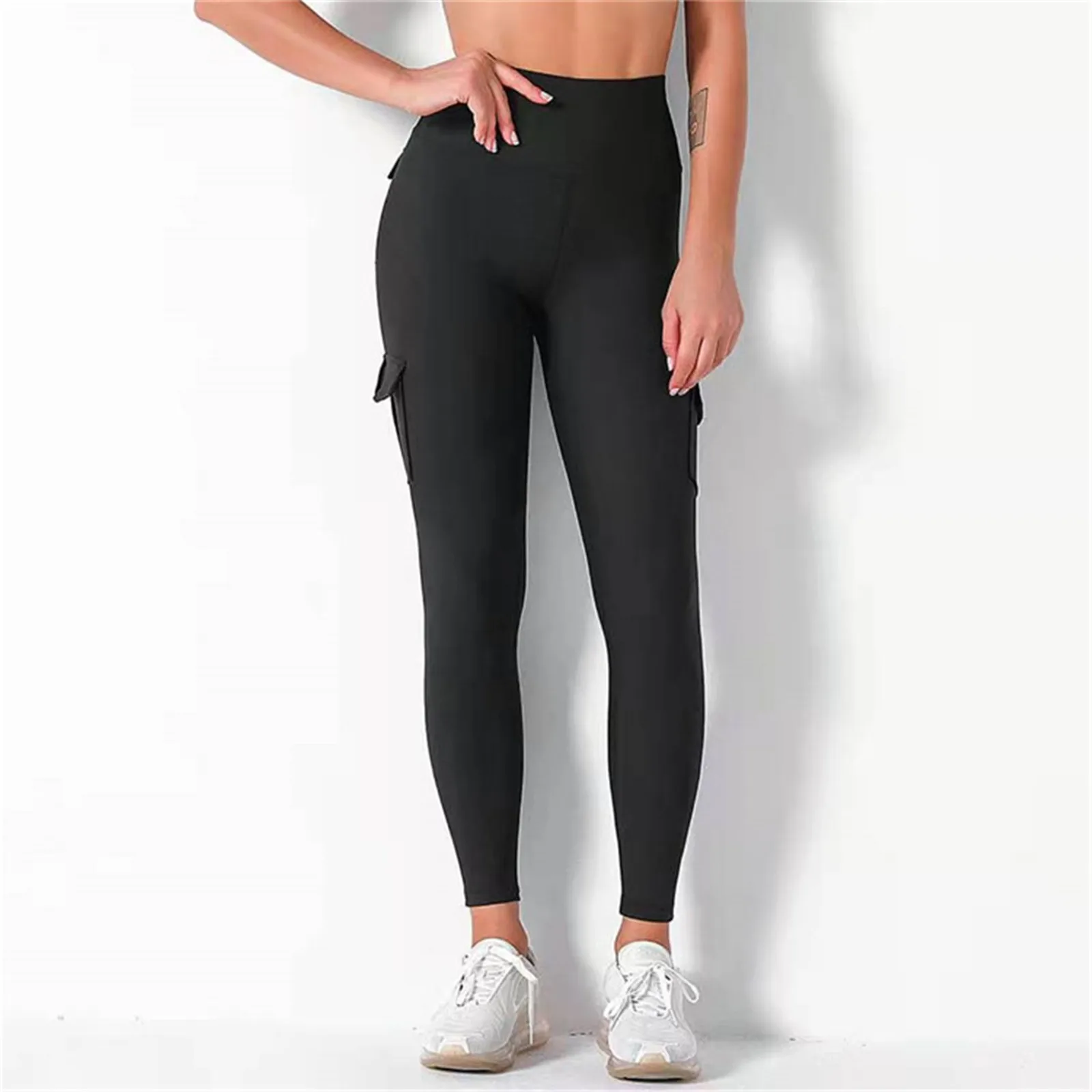 Top Trends: Solid Color Sports Legging Women Y2k Aesthetics Pockets Slim Trousers Push Up Buttock Outdoor Sports Elastic Gym Jogging Legging Shoppable Styles