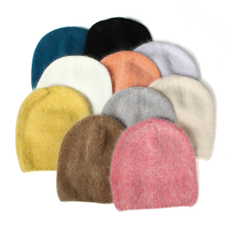 Top Trends: VISROVER 10 Colors Solid Color Rabbit Fur Winter Hat for Woman Long Hair Warm Cap Simple High Quality Soft Winter Beanies Shoppable Styles - Image 5