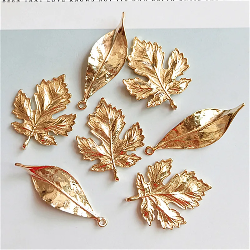 Top Trends: 10Pcs Metal Alloy KC Gold Leaf Charms Pendant For Jewelry Making Findings DIY Earrings Necklace Components Accessories Supplies Shoppable Styles