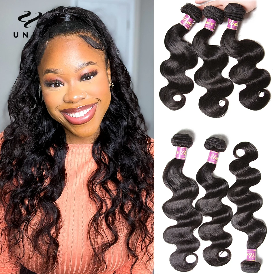 Top Trends: Unice Hair Malaysian Body Wave Hair Bundles 3PCS Natural Color 100% Human Hair Weave Extension Remy Hair 8-30 Inch Shoppable Styles