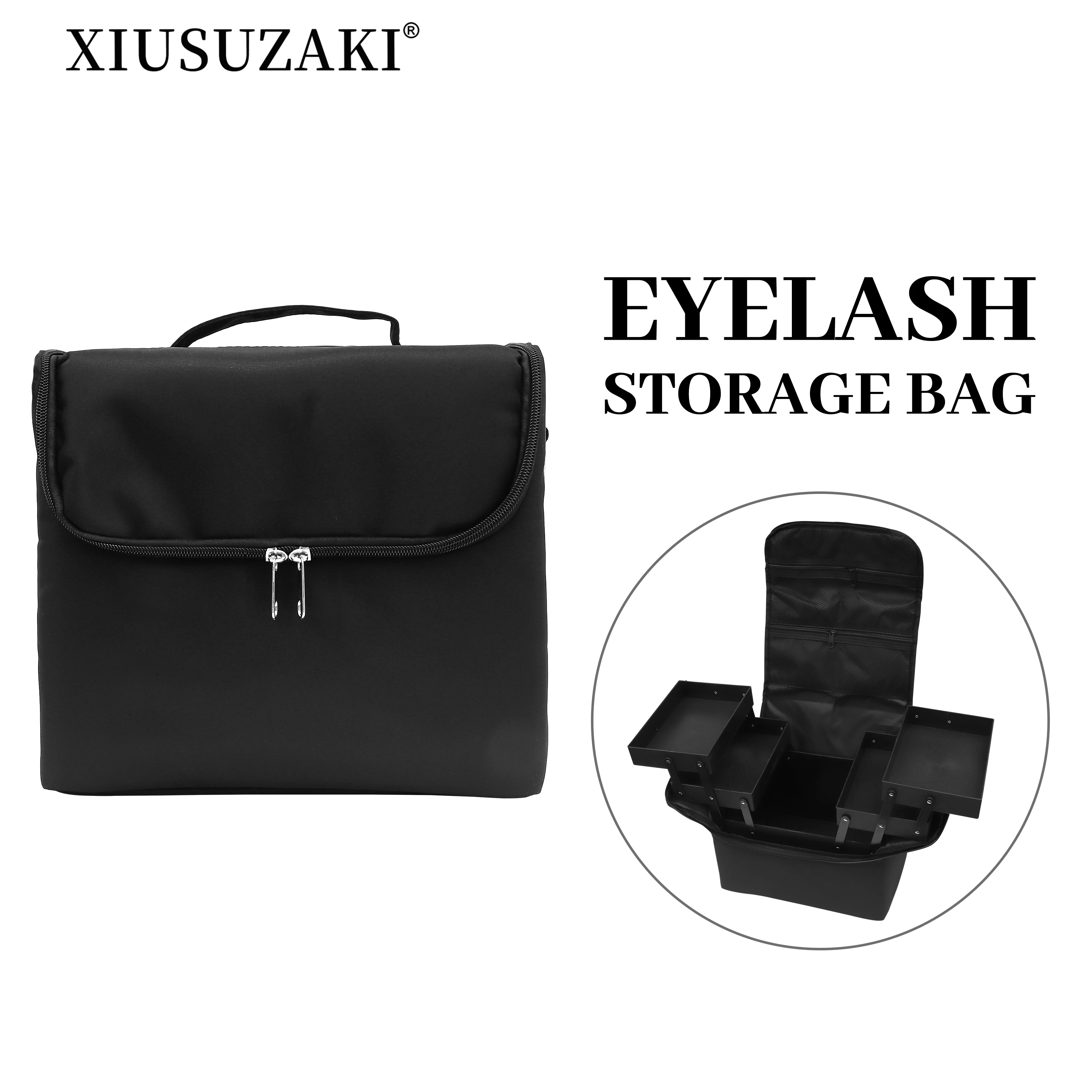 Top Trends: XIUSUZAKI Portable Eyelash Storage Box Eyelash Extension Tools Bag Cosmetic Case Black Shoppable Styles