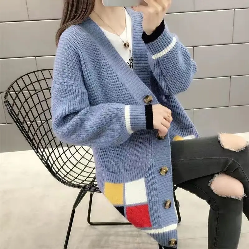 Top Trends: 2023 Autumn And Winter Women's New Fashion Casual Mid Length Cardigan Sweater Korean Versatile Fashion Outwear Knitted Coat Shoppable Styles - Image 2