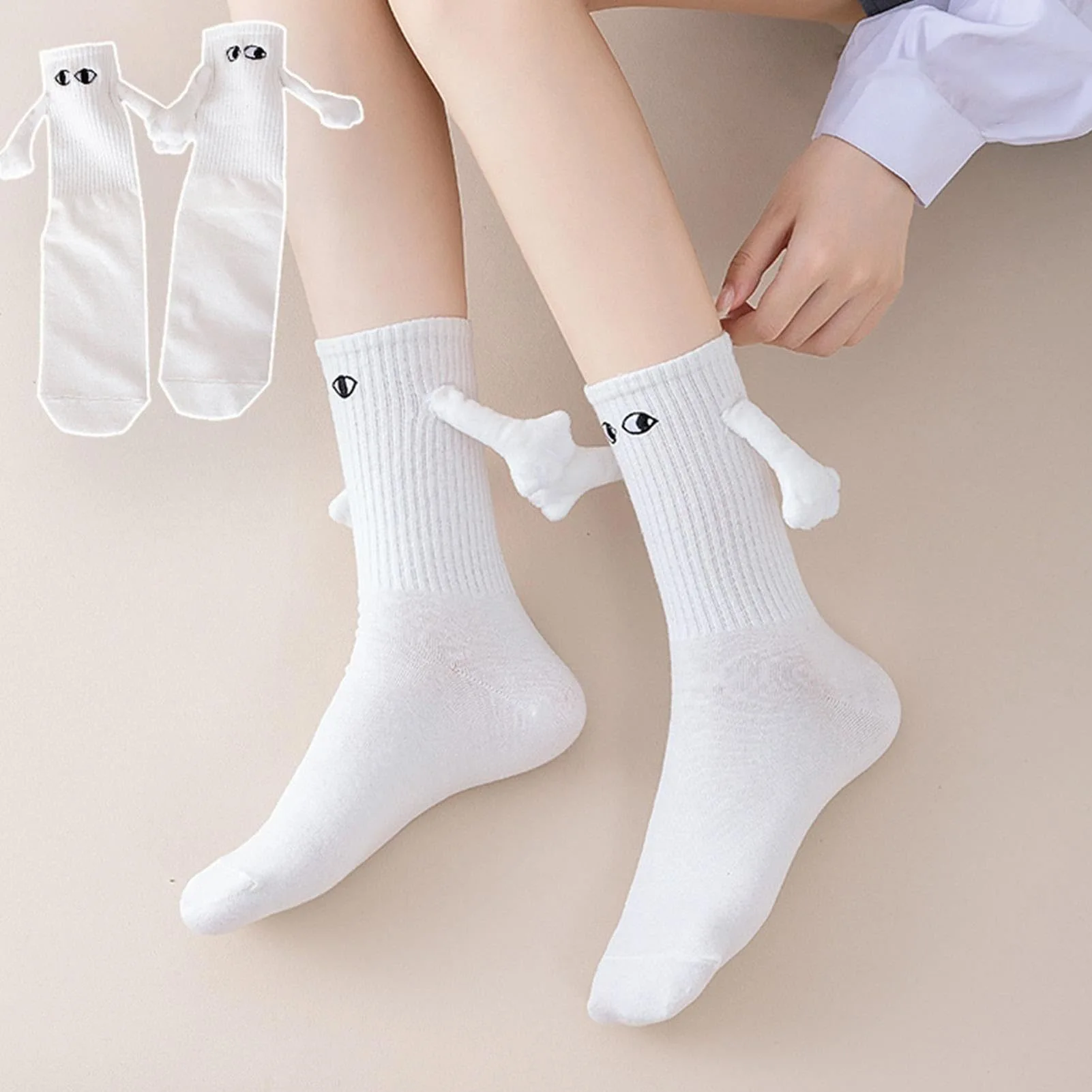 Top Trends: D.Nale K Celebrity Funny Creative Magnetic Attraction Couple Socks Ins Fashion Hands Black White Cartoon Eyes Couples Socks Shoppable Styles