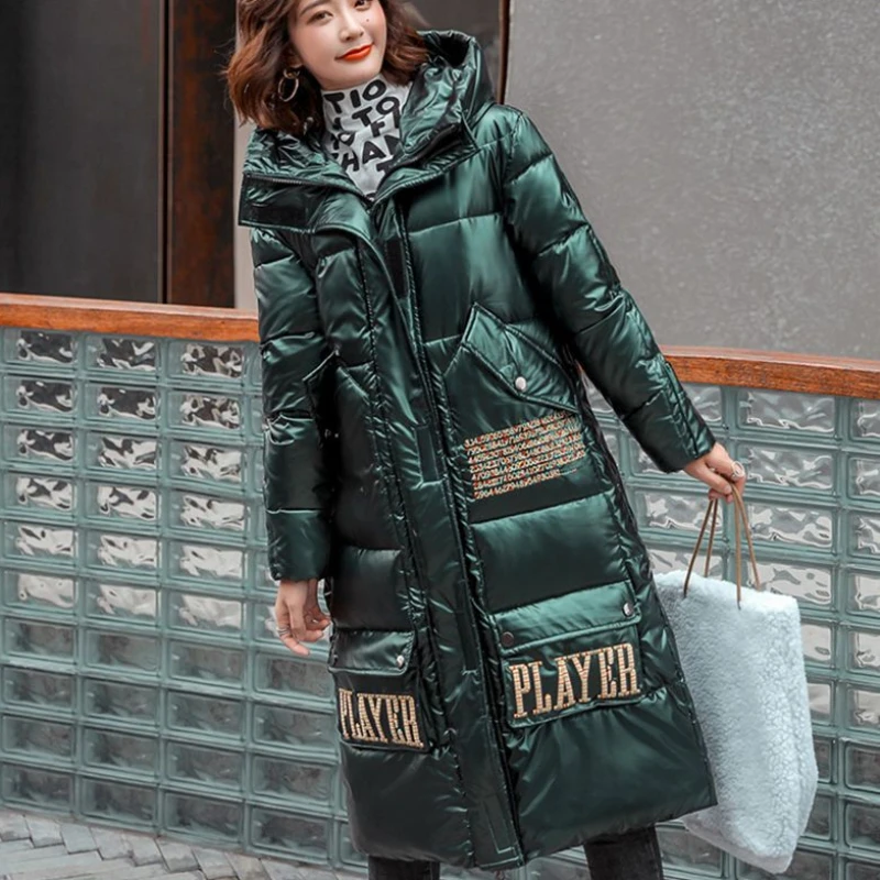 Top Trends: 2023 Winter New Wash-Free Glossy Down Cotton-Padded Coat For Women Mid-Length Cotton Clothing Thick Warm Jacket Shoppable Styles