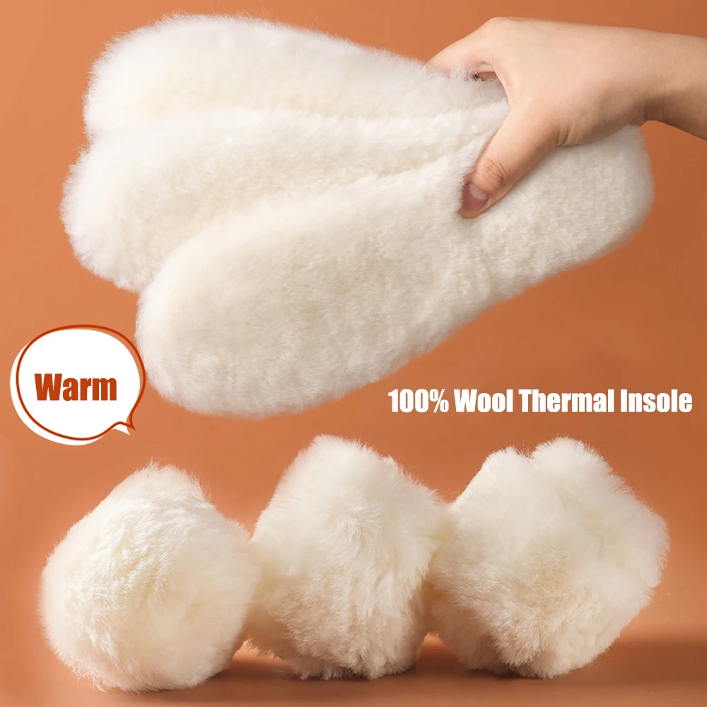 Top Trends: 1 / 2 Pairs Natural Sheepskin Wool Insoles For Shoes Men Winter Feet Warm Thicken Fluffy Fleece Insoles Women Snow Boots Shoe Pad Shoppable Styles