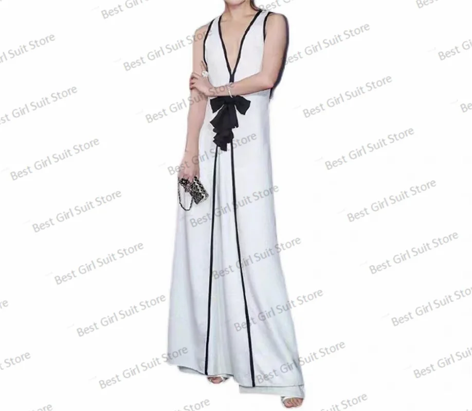 Top Trends: Elegant Women Suits Set For Wedding White Long Blazer+ Pants 2 Pieces Summer Sleeveless Party Prom Dress Gown Jacket Custom Made Shoppable Styles