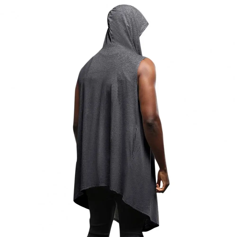 Top Trends: Men Autumn Vest Sleeveless Coat Cardigan Open Stitch Hooded Long Jacket Punk Vest Cloak Stage Costume Men Hiphop Cape Cardigan Shoppable Styles