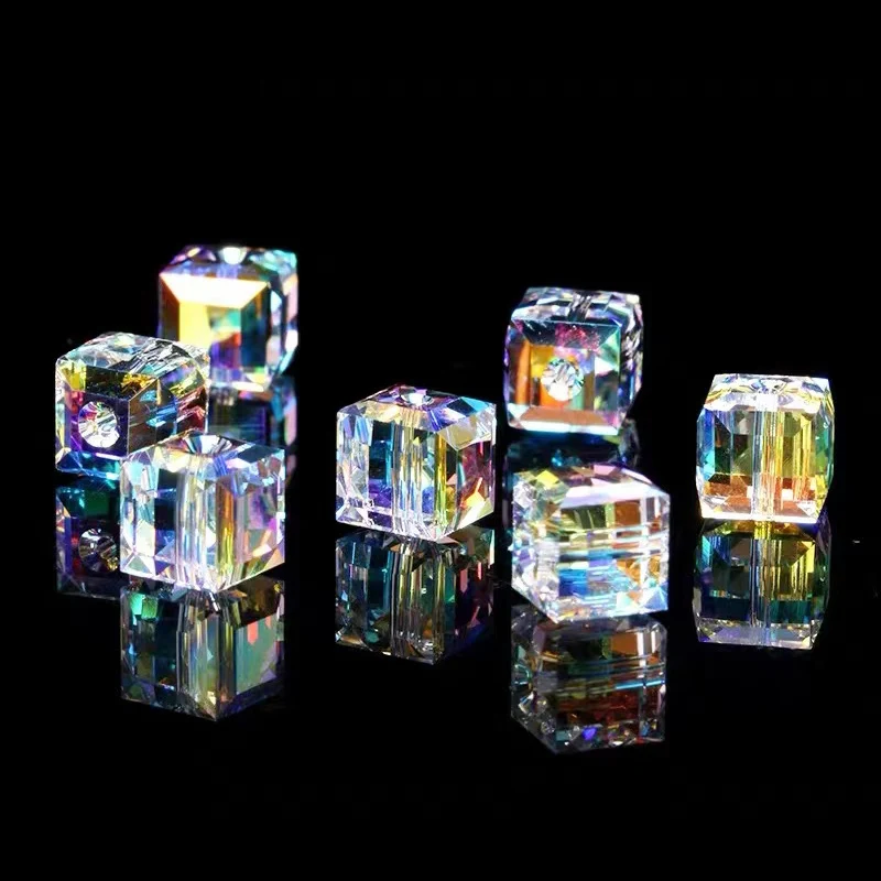 Top Trends: 30 / 50PCS 6-10MM Crystal Glass Beads AB Color Small Cube Square Beads Loose Spacer Beads For DIY Necklace Earring Jewelry Making Shoppable Styles