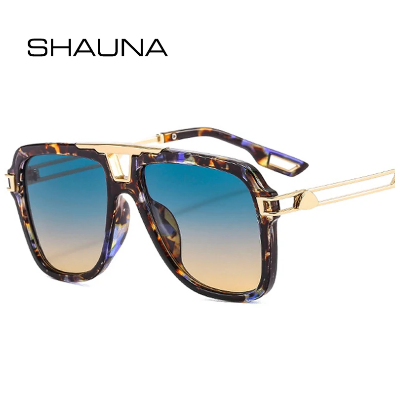 Top Trends: SHAUNA Retro Double Bridges Square Sunglasses Women Fashion Brand Designer Gradient Shades UV400 Men Trending Sun Glasses Shoppable Styles