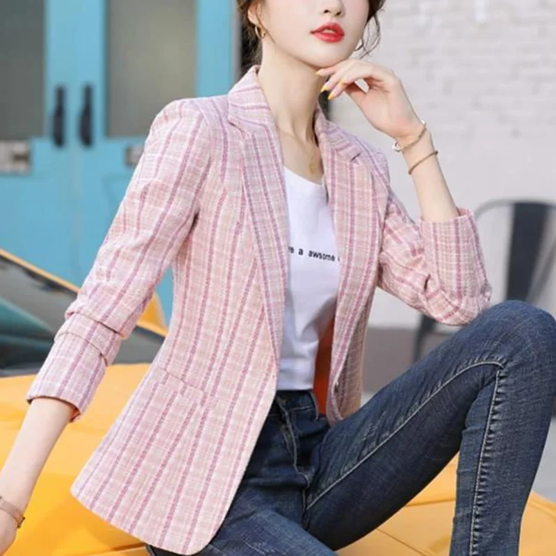 Top Trends: Fashion Loose Button Spliced Pockets Lattice Blazer Women&#039;s Clothing 2023 Autumn New Oversized Casual Tops Office Lady Blazers Shoppable Styles