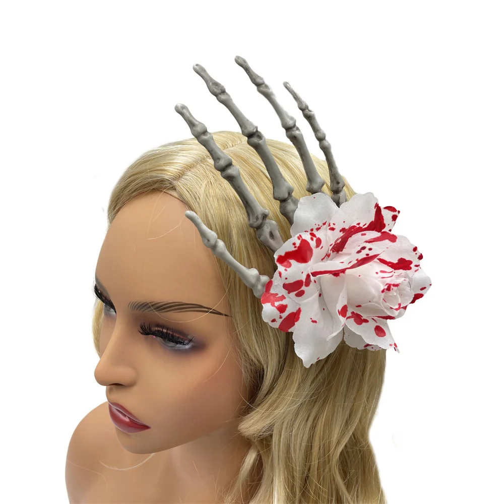 Top Trends: Skeleton Hand Hair Clip Halloween Party Horror Dress Up Headdress Dark Rose Hand Bone Buckle Hair Accessories Cosplay Props Shoppable Styles