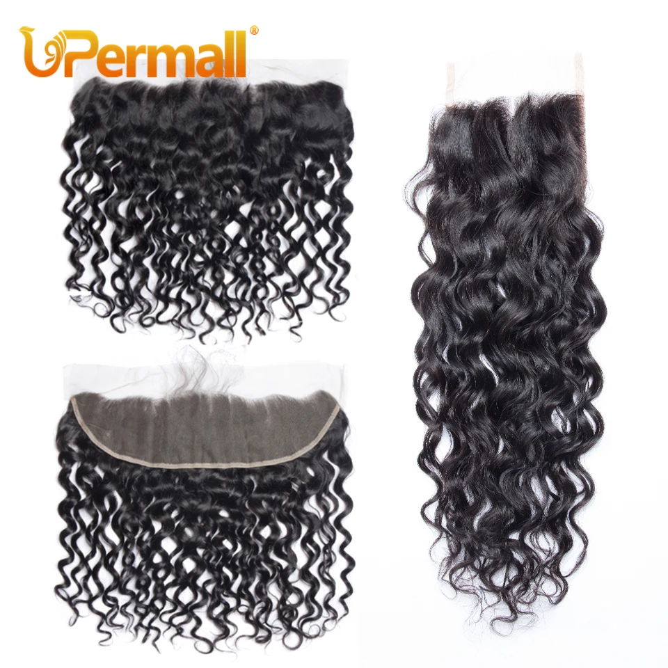 Top Trends: Upermall Water Wave 13x4 Lace Frontal & HD Transparent Swiss 4×4 Closure Pre Plucked Brazilian Remy Human Hair For Black Women Shoppable Styles