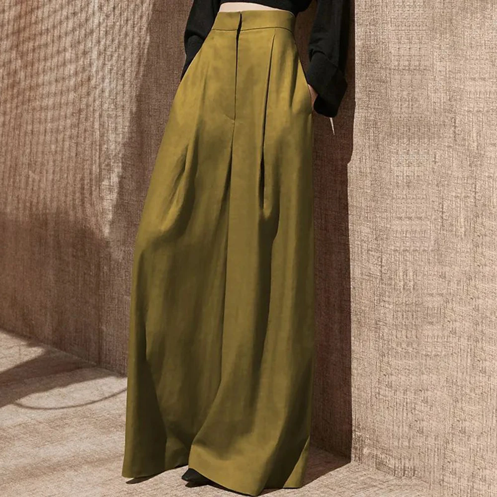 Top Trends: Wide Leg Pants Women Full Length High Waist Baggy Casual Solid Minimalist Pantalones De Mujer Thin Elegant Ropa Vintage Ladies Shoppable Styles