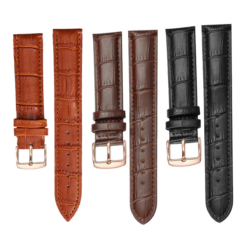 Top Trends: 2024 New Fashion Cow Leather Watch Band Replacement Leather Watchband Rose Gold Buckle Black Brown Watch Strap Shoppable Styles