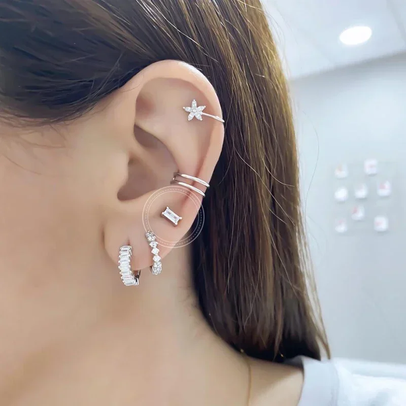 Top Trends: 925 Sterling Silver Ear Needle Fashion Hoop Earrings White Crystal Luxury Women's Silver Earrings Wedding Women's Jewelry Gift Shoppable Styles - Image 6