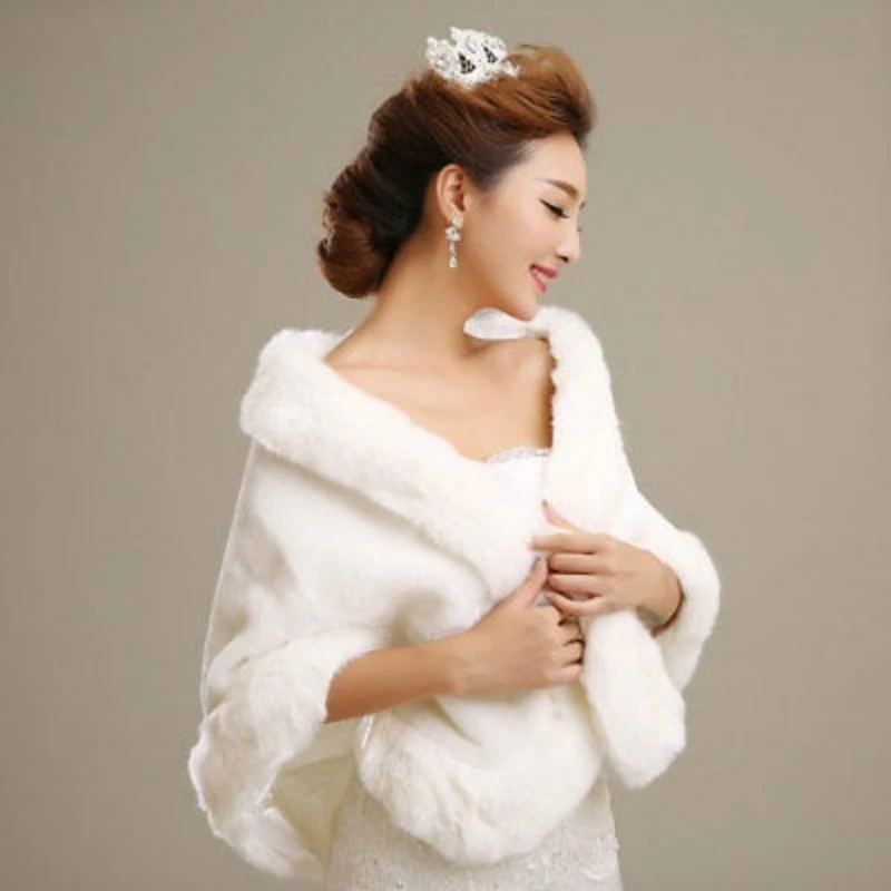 Top Trends: Womens Ladies Wedding Shawl Faux Fur Cashmere Bride Cape Winter Shrug Bolero White Shoppable Styles - Image 3