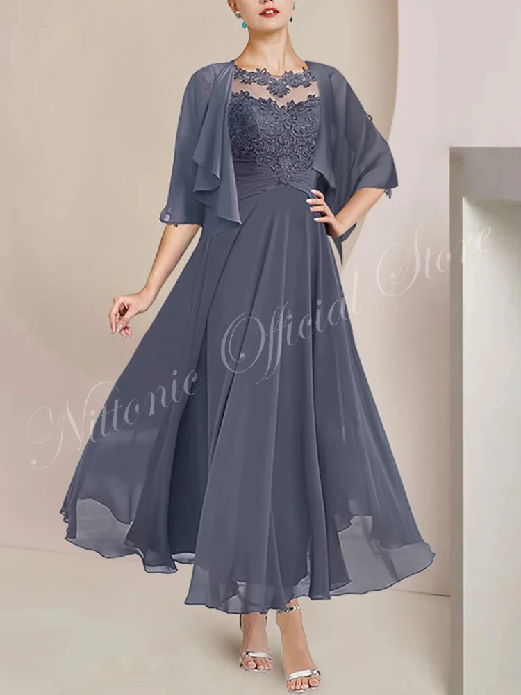 Top Trends: Two Piece Mother Of The Bride Dress With Jacket Chiffon Lace Appliques A-Line Elegant Formal Occasion Wedding Guest 2023 New Shoppable Styles