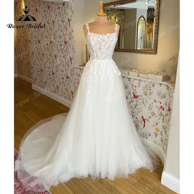 Top Trends: Spaghetti Straps Wedding Dress Lace Appliques Scoop Neck Beach Boho Sweep Train 2024 Vestido De Noiva Princesa Luxuoso Elegant Shoppable Styles