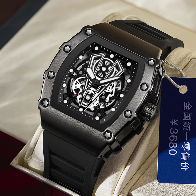 Top Trends: Luxury Brand Mens Wristwatch Fashion Black Skeleton Dial Quartz Watches Man Sport Waterproof Auto Date Mille Clock Dropshipping Shoppable Styles