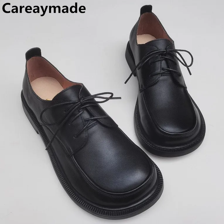 Top Trends: Careaymade-Genuine Leather Big Head Wide Version Men&#039;s English Lace Up Leather Shoes Business Leisure Original Single Shoes Shoppable Styles