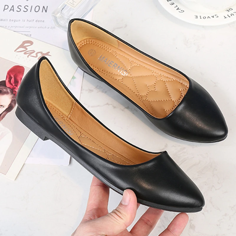 Top Trends: 2023 New Women Flat Shoes Slip-on Pointed Toe Lady Loafers Plus Size 44 45 46 Shallow Single Low Heel Pregnant Woman Flats Shoppable Styles