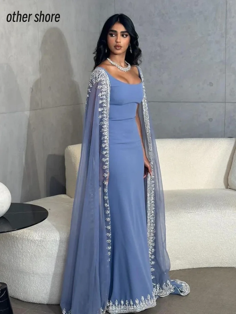 Top Trends: Other Shore Elegant Vintage Sweet Blue Beaing Applique Square Collar Customize Formal Occasion Prom Dress Evening Party Gowns Shoppable Styles