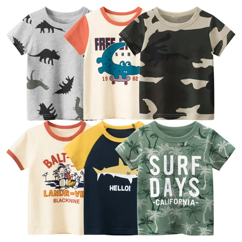 Top Trends: 2024 Camouflage T Shirt Boys Children's T-shirt Summer Cotton Short Sleeve Letter Print O-Neck Baby Tops Tees Kids Clothes Shoppable Styles