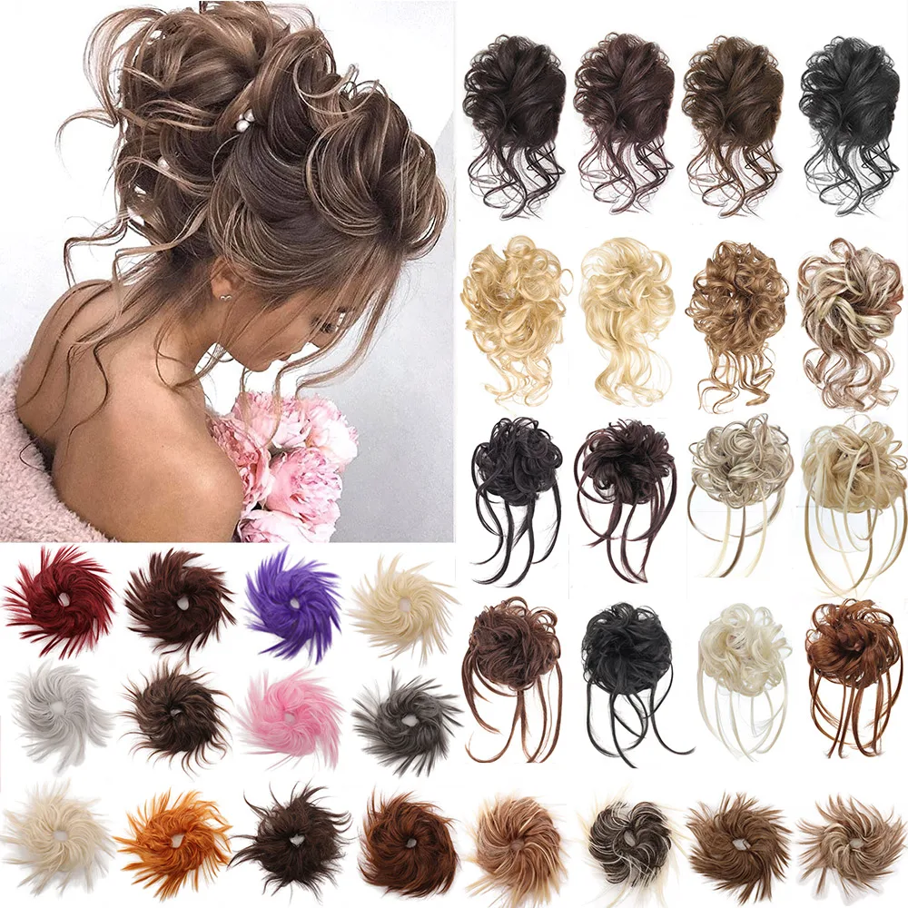 Top Trends: LiHui Synthetic Hair Bun Chignon Messy Curly Hair Band Elastic Scrunchy False Hair Pieces For Women Hairpins Black Brown Shoppable Styles