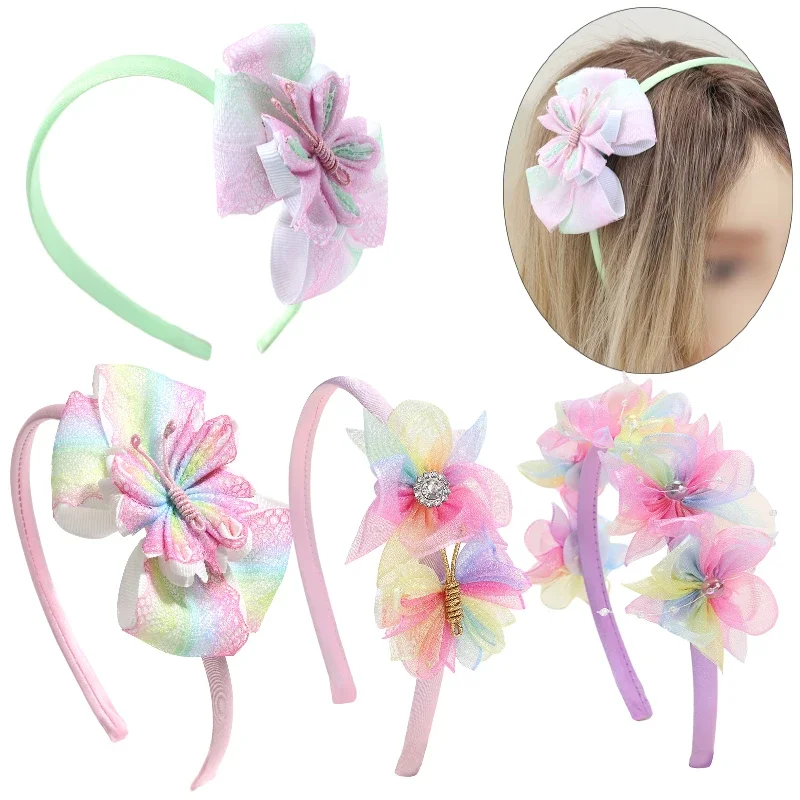 Top Trends: Ncmama Fashion Butterfly Hairbands For Women Girls Handmade Mesh Hair Bows Headband Hair Hoop Children Headwear Hair Accessories Shoppable Styles