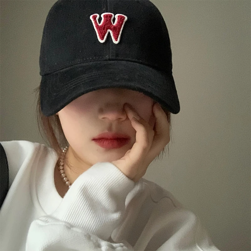 Top Trends: Letter Baseball Cap Female Wide Brim Big Head Circumference Black Peaked Cap Fashion Couple Retro Show Face Small Hat Shoppable Styles