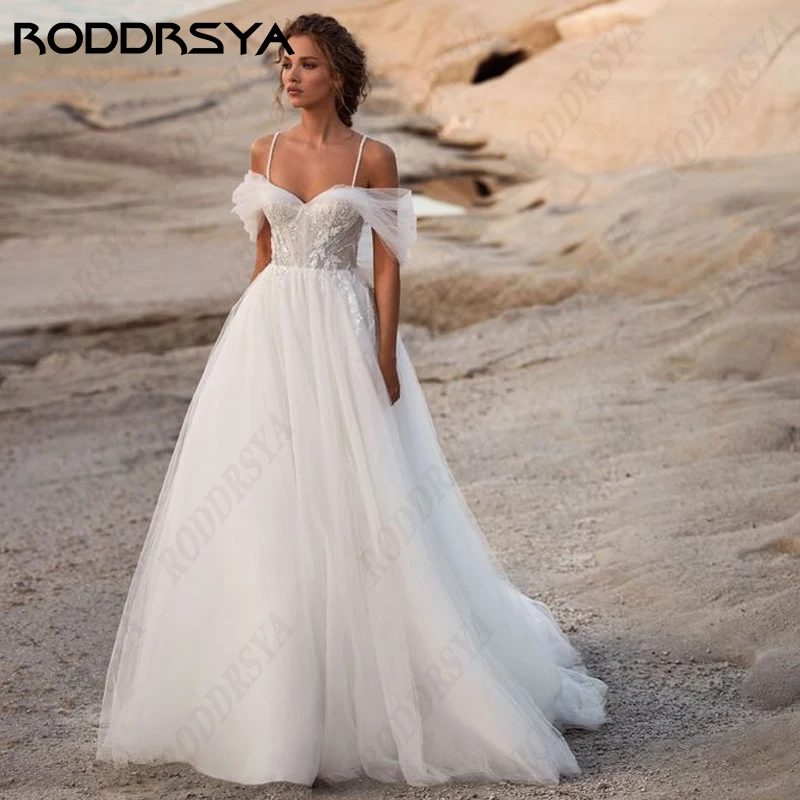 Top Trends: RODDRSYA Beach A-Line Wedding Dress For Bride Spaghetti Straps Backless Bridal Gown Lace Appliques Sleeveless Robe De Mairee Shoppable Styles