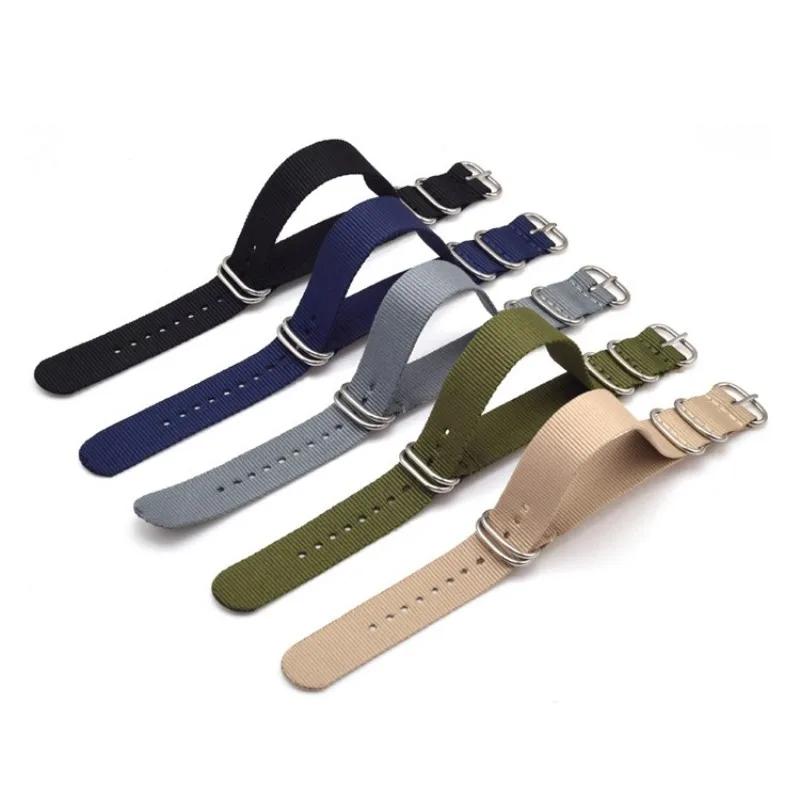 Top Trends: New 5 Colors Watchband Nylon Strap Silver Ring Buckle 18mm 20mm 24mm Striped Replacement Band Watch Accessories Shoppable Styles