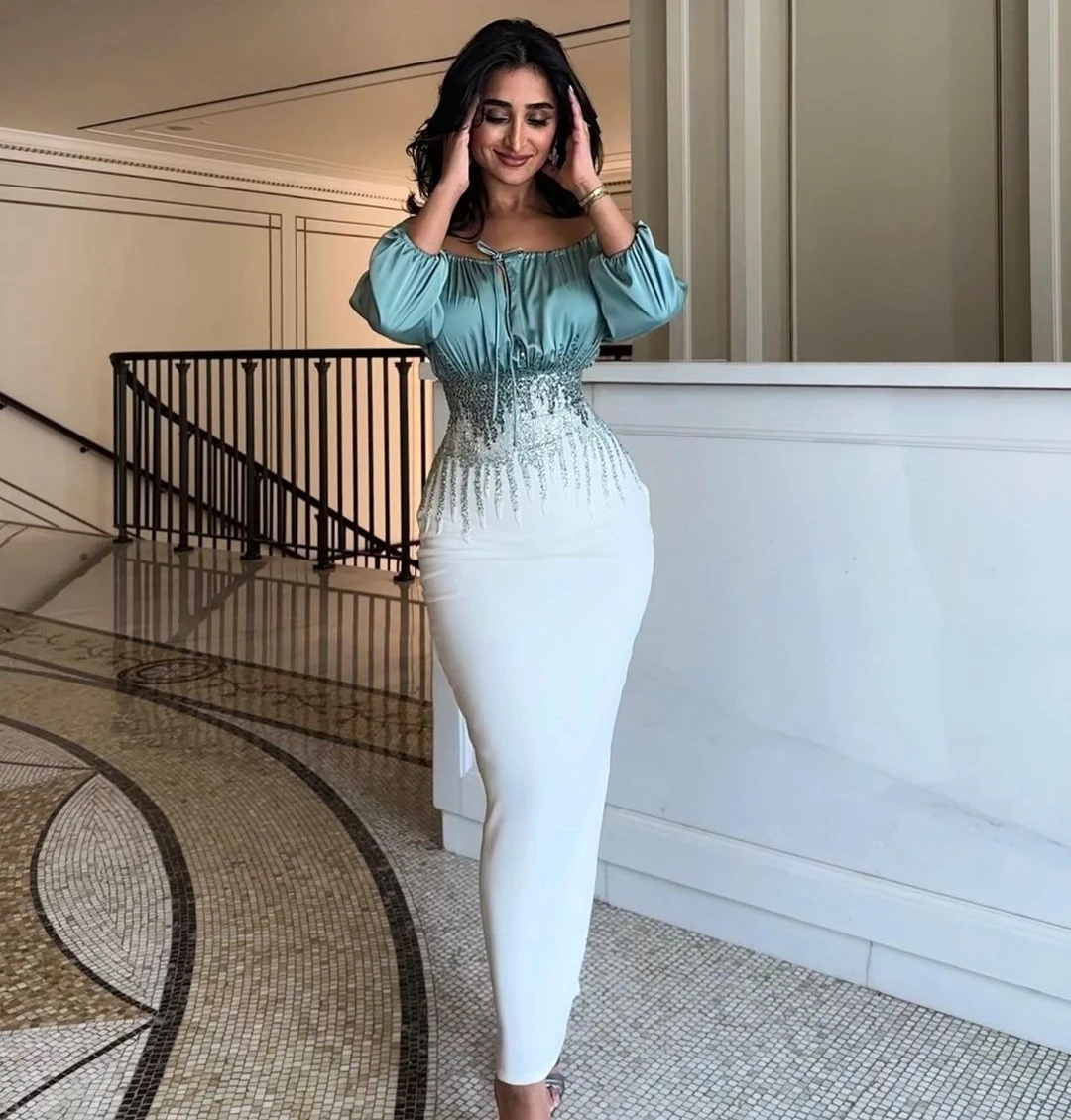 Top Trends: VD Saudi Arabia Women Wear Ankle Length Mermaid Prom Dresses Bateau Neck Ruched Beaded Sash Evening Party Dress Formal Occasion Shoppable Styles