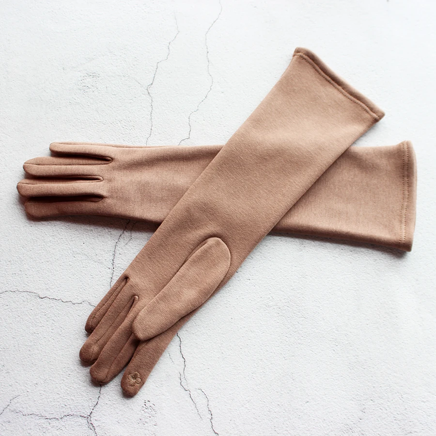 Top Trends: Cotton Knit Warm Gloves Women&#039;s Sunscreen Elasticity 38cm Long Fashion Simple Autumn And Winter Windproof Sleeves Shoppable Styles