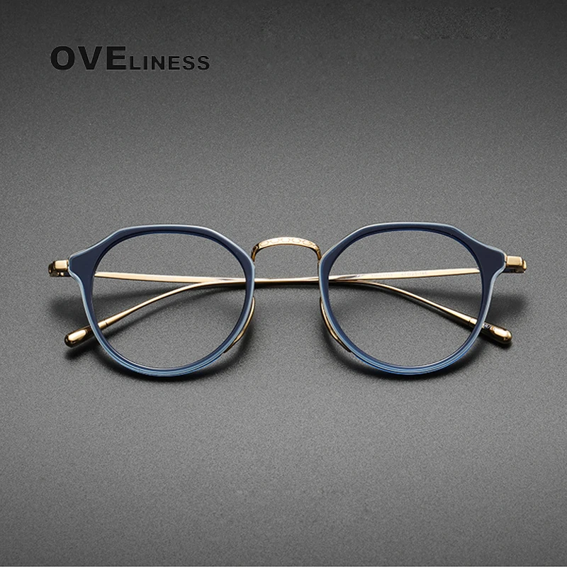 Top Trends: Acetate Titanium Glasses Frame Men 2022 Vintage Oversize Pilot Optical Prescription Myopia Eyeglasses Women Spectacles Eyewear Shoppable Styles